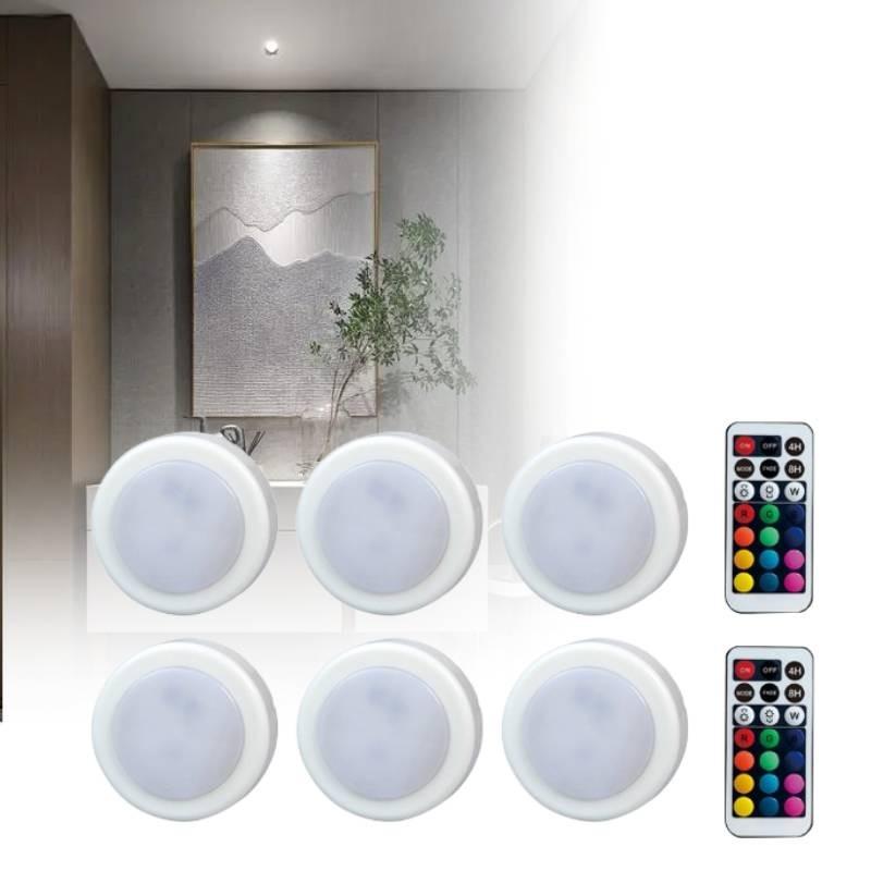 Compact Type-c Usb Mini Rechargeable Remote Control Cabinet Light With Colorful Warm Lighting Options