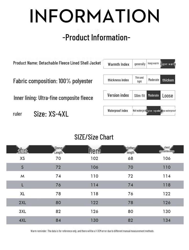 Unisex 3-in-1 Detachable Waterproof Outdoor Jacket