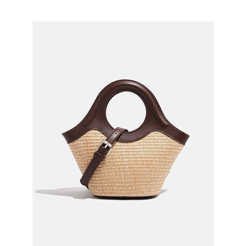 

Large-capacity Summer Vacation Portable Woven Versatile Texture Crossbody Bucket Bag