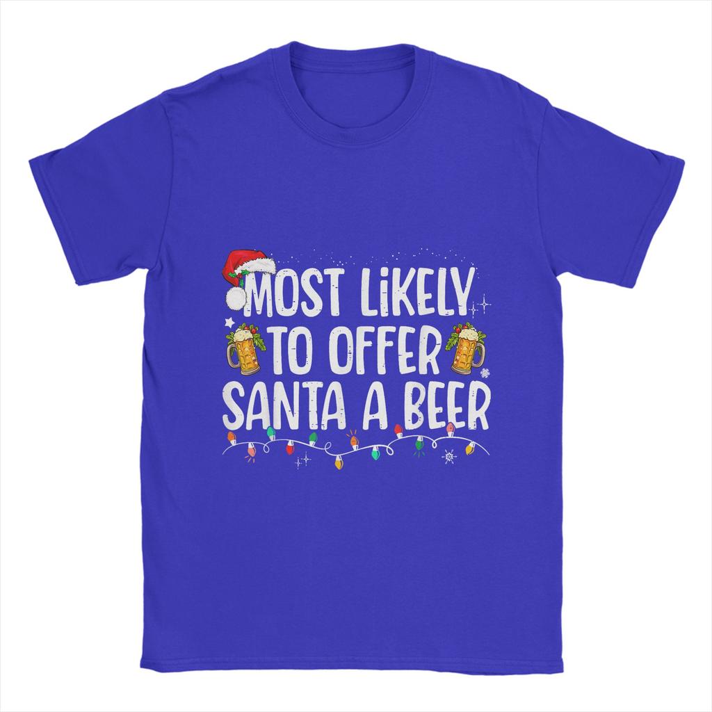 Funny Christmas and beer T-Shirts Men O Neck 100% Cotton T Shirts  Short Sleeve Tees Summer Clothes