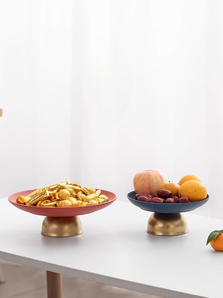 Great Fortune Fruit Plate Home Living Room Ceramic Anti-slip Fruit Plate Light Luxury High-end Round Dried Fruit Snack Plate New