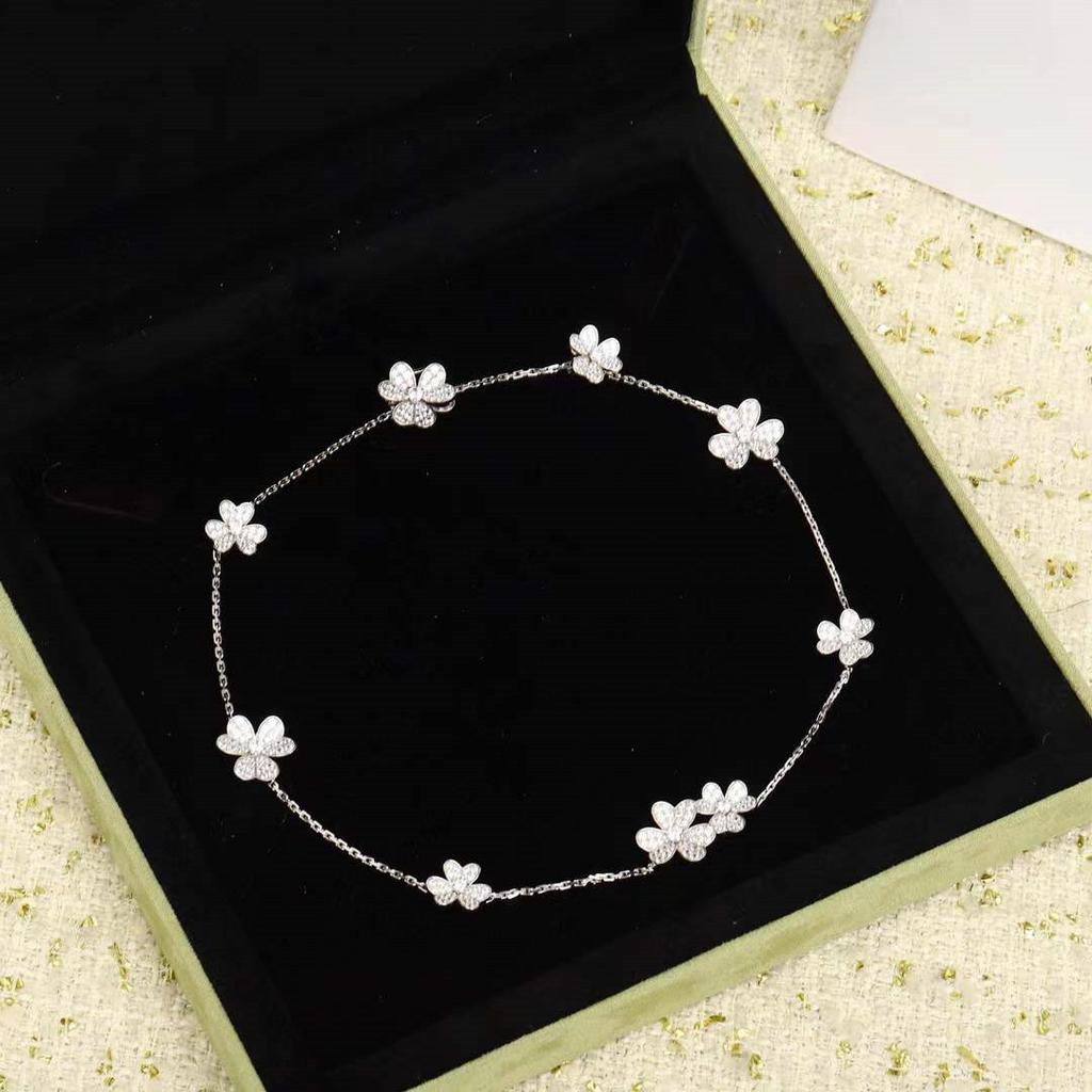 New Hot Brand Vintage Necklace Luxury Jewelry For Women Romantic Clover Fortunately Wedding Charms Pure 925 Sliver Necklaces