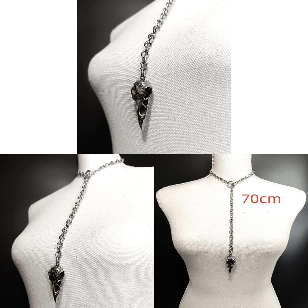 Gothic Style Necklace With Crow Head Pendant And Open Oring For Women Fashion Accessory