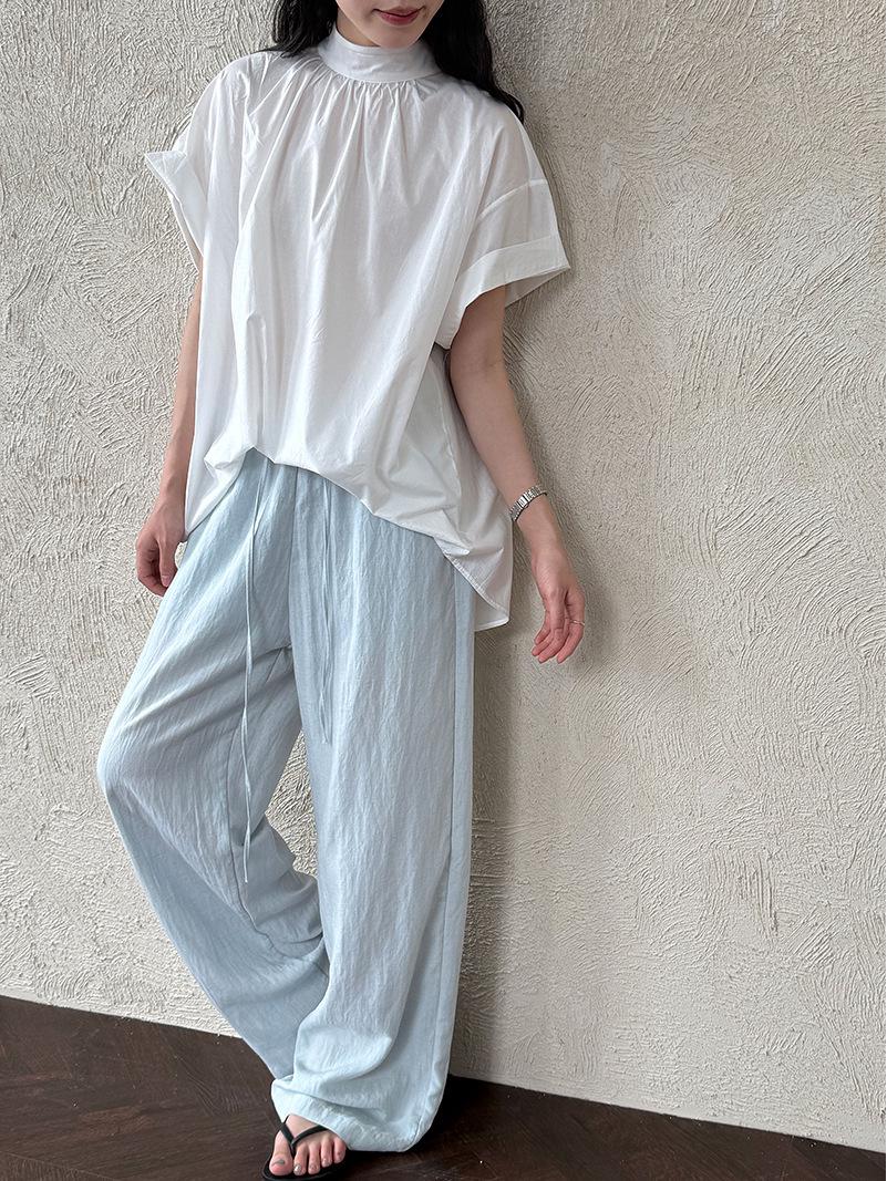 

LUXI Women s Tencel Linen Elastic Waist Wide-Leg Summer Pants L