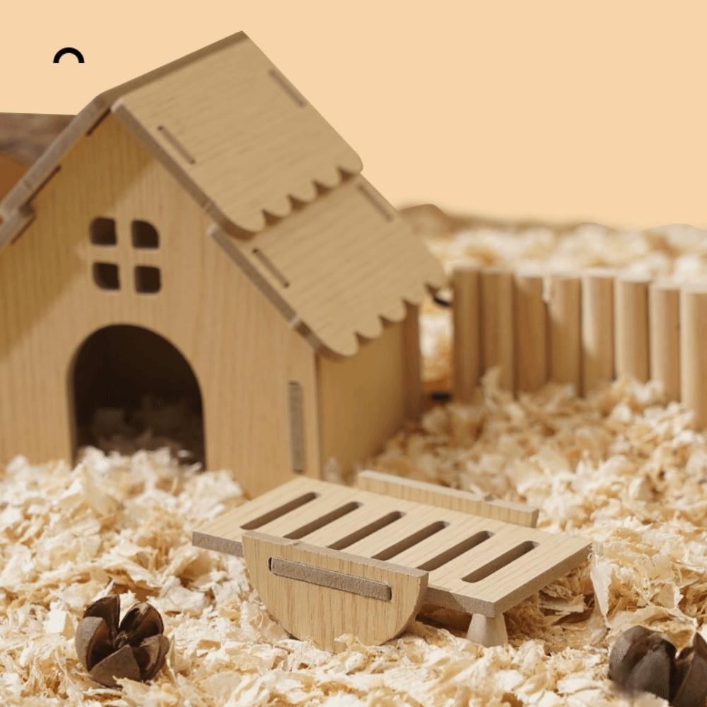 Durable Hamster House Natural Wooden Small Pets Hideaway New Hamster Hide Villa for Chinchilla