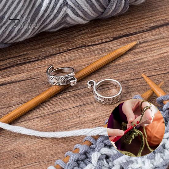 6st Virkring Justerbar Virkad Ringsats Halkfri katt Påfågelform Stickring Sytillbehör