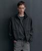 Brushed High-Neck Blouson Jacket [Gunmetal]
