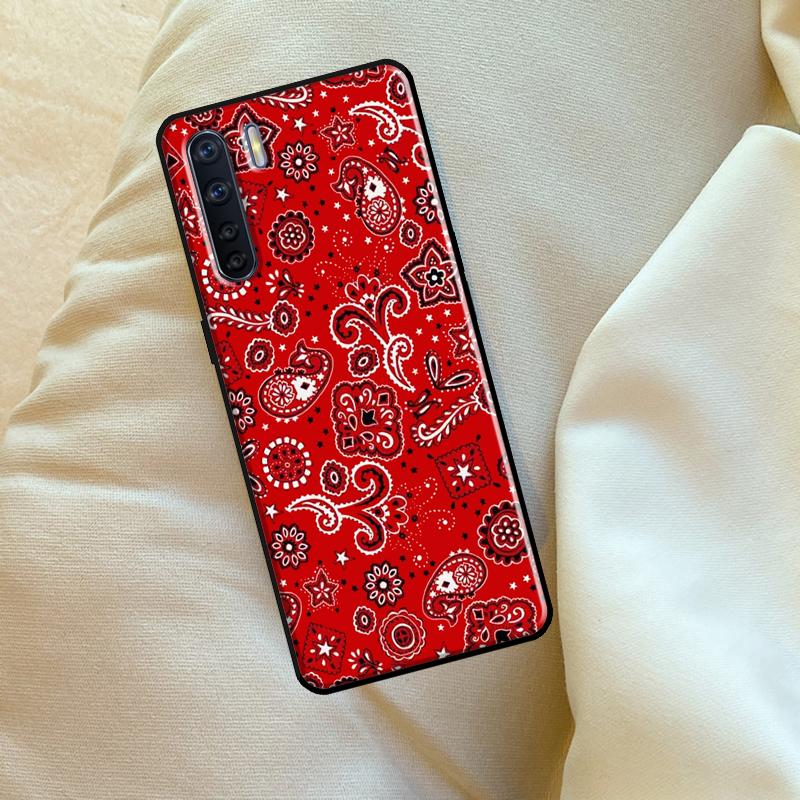 Red Bandana Paisley Case For Oppo A98 A78 A18 A38 A58 A5 A6 Pro A54 A74 A94 A17 A57 A80 A60 A40 A96 A76 A16 A15