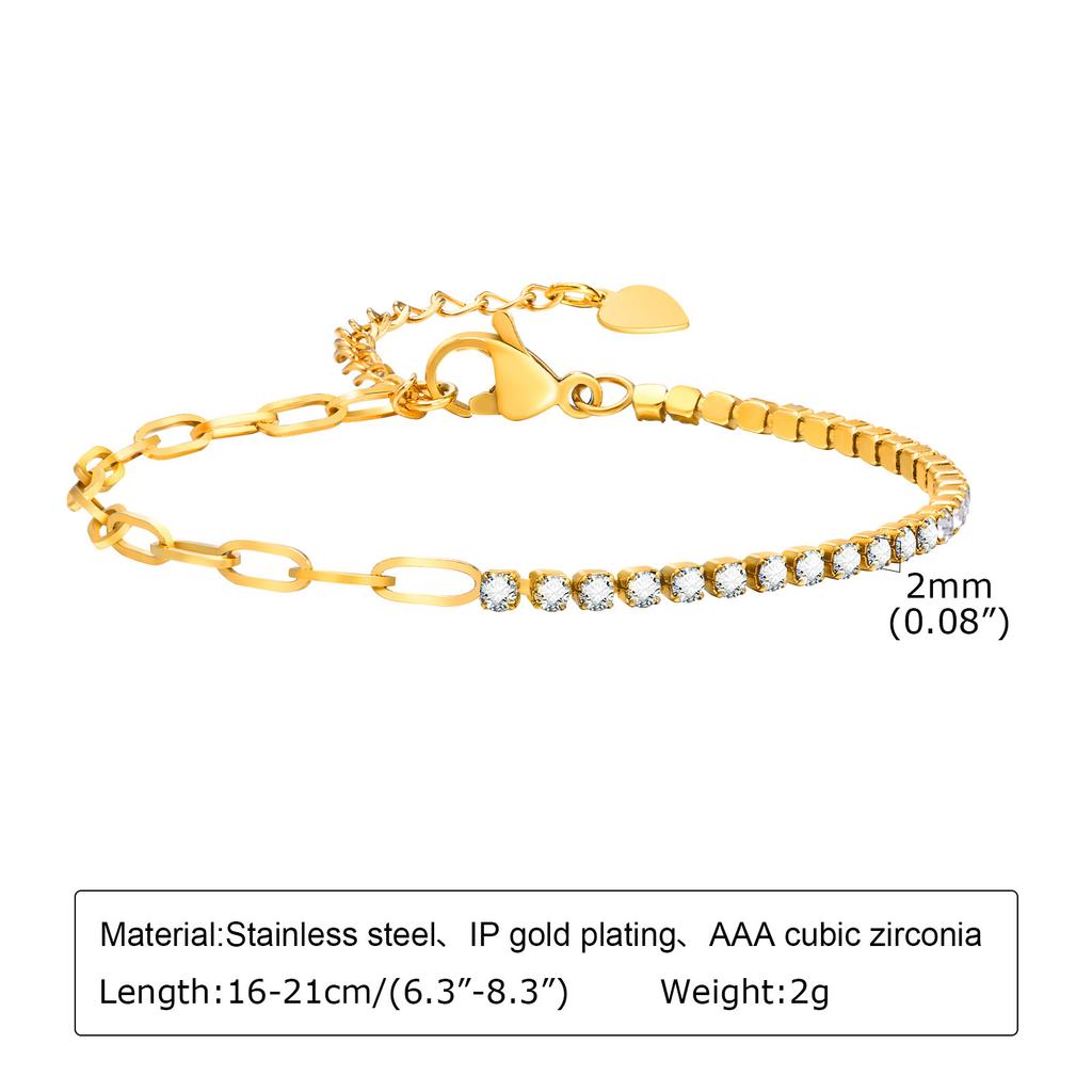 Fashion Zircon Stainless Steel Gold Bracelet Bracelet Ladies Jewelry
