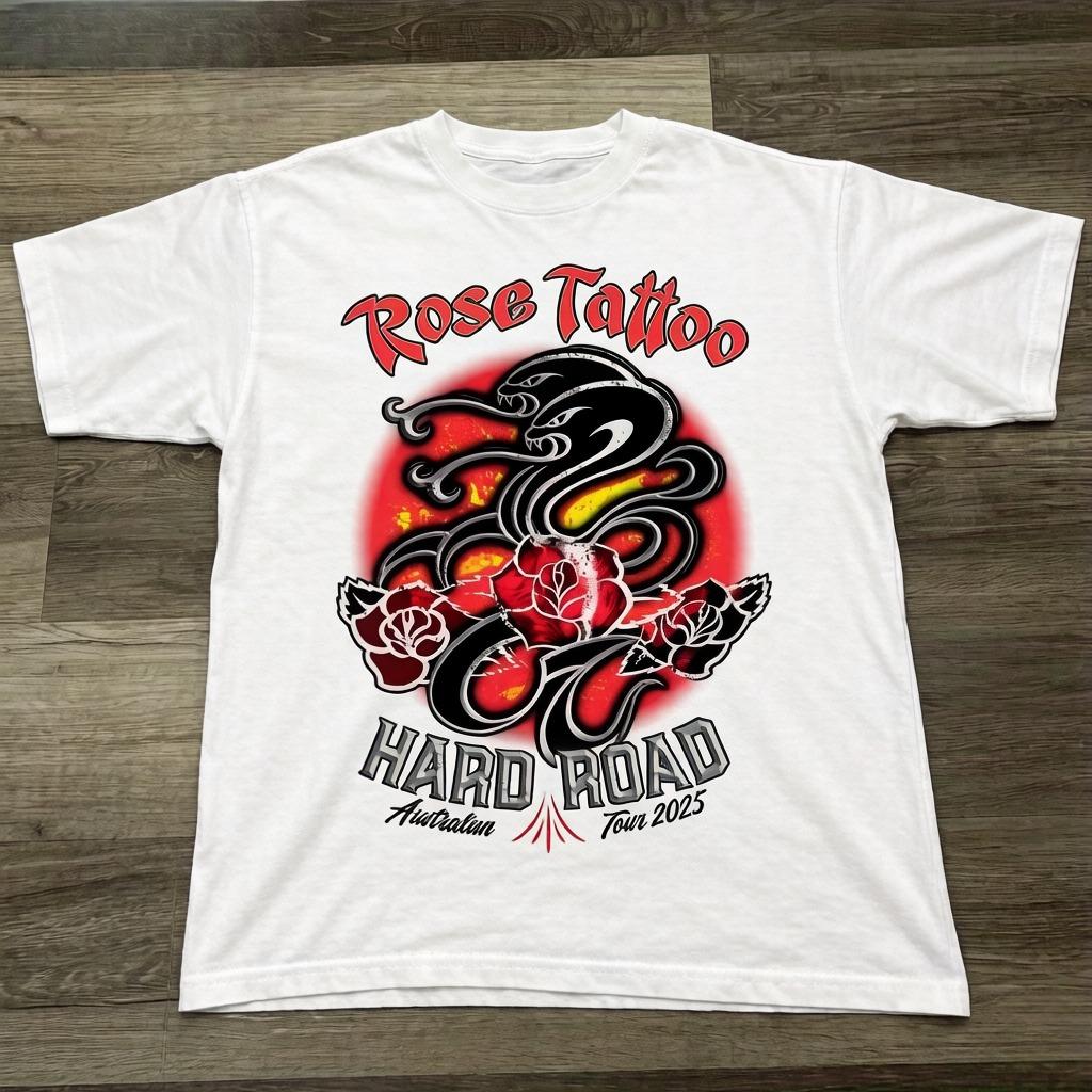 

Черная футболка с туром Rose Tattoo В наличии Изготовлена с использованием ярких принтов Идеально подходит для подарков Вечеринок Фестивалей Роскошная одежда Унисекс L