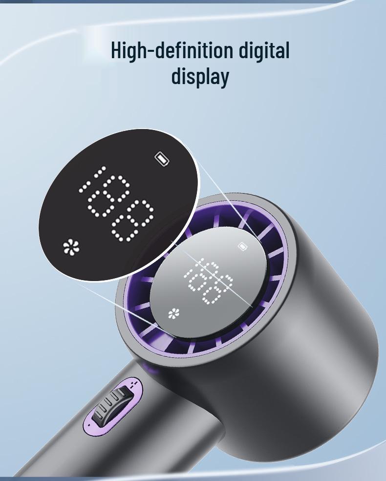 Compact USB Handheld Fan with Digital Display & Long Battery Life