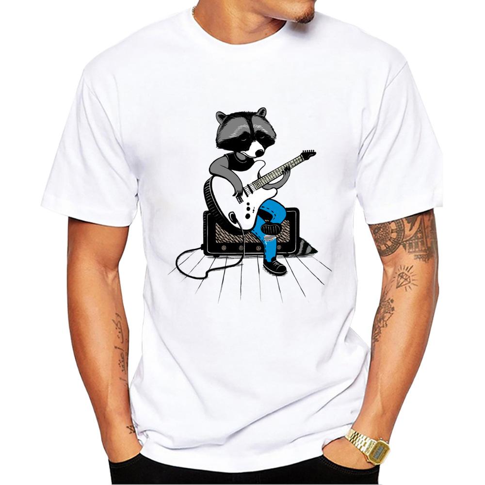 TEEHUB Vintage 3D Cat Play Guitar Men T-Shirt Fashion Streetwear Short Sleeve T Shirts Hipster Music Tee Cool Tops