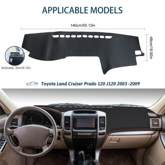 Black Leather Car Dashmat Dash Mat For Toyota Land Cruiser Prado Dashboard Cover