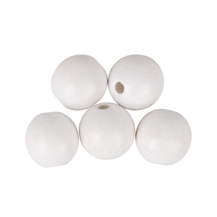 Boules bois percées FSC 100%,mat, ø 30mm, blanc, 4 pièces