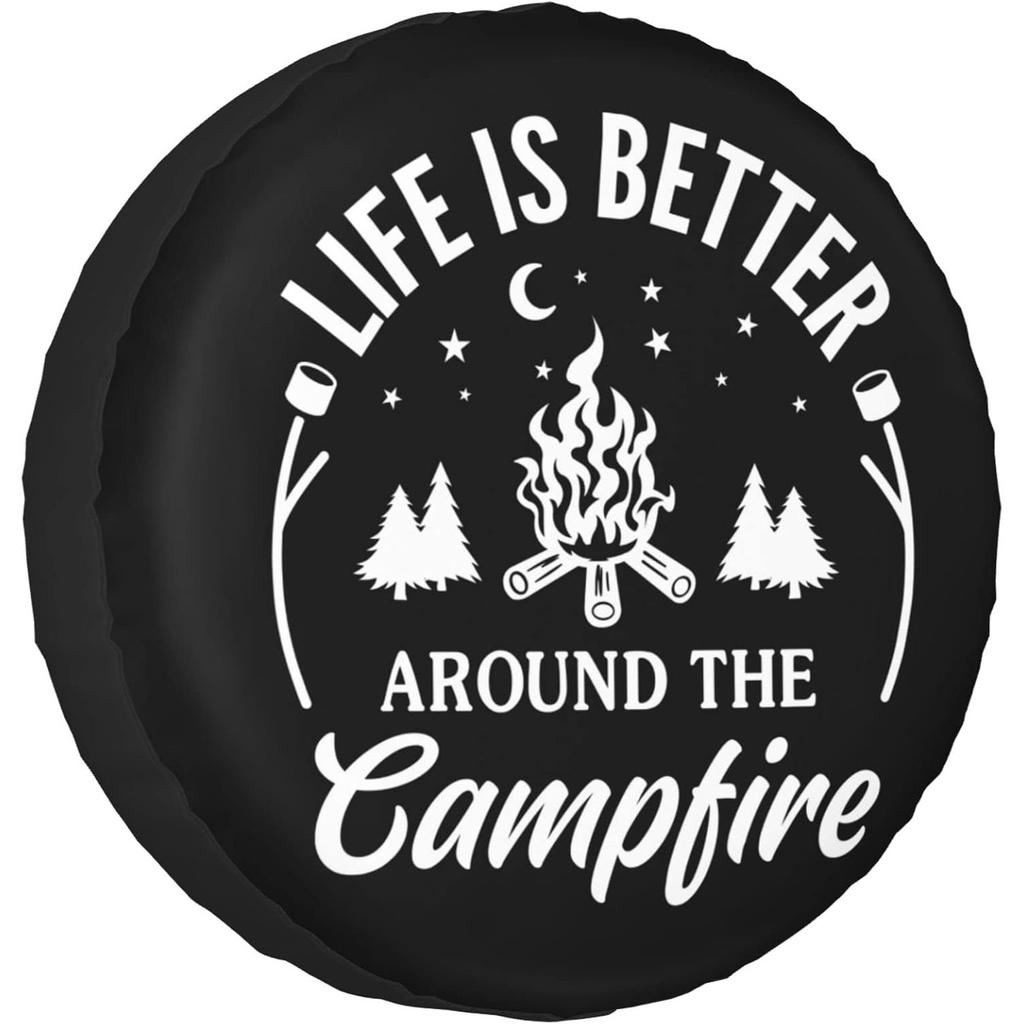 1pc "Life Is Better Around The Campfire" RV Spare Tire Cover, Suitable For Trailers And Campers, Waterproof Type, Protects RV,