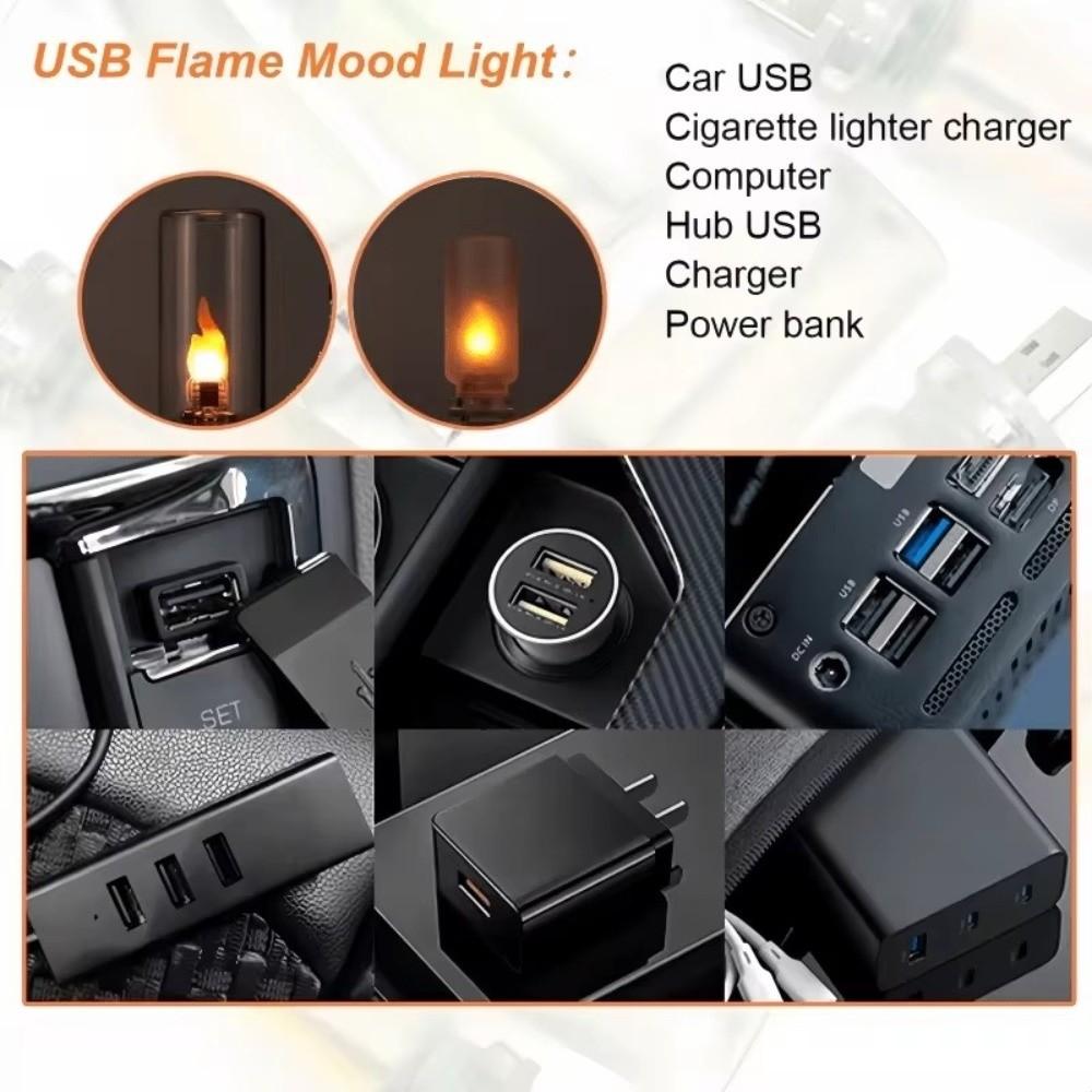 Flickering Flame LED Flame Lamp Warm Light USB Atmosphere Light  Home Room Decor