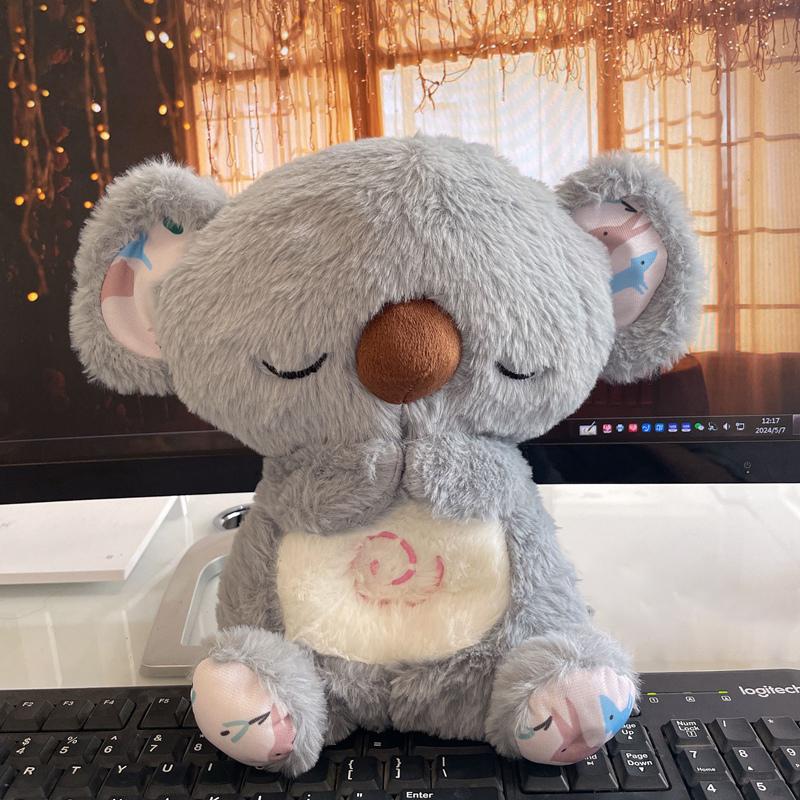 Breathing Bear Toy Baby Soothing Koala Plush Doll Baby Kids Soothing Music Baby Sleeping Companion Sound and Light Doll Toy