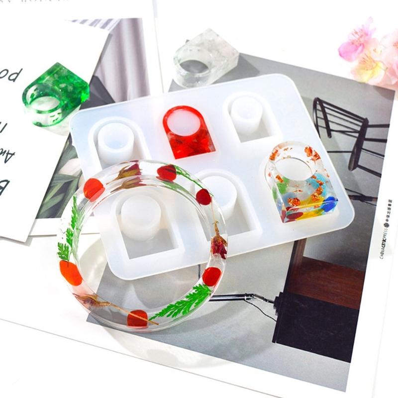 6 Cavities Silicone Rings Molds Silicone Jewelry Molds Resin Molds for Epoxy Resin Finger Rings Pendant Jewelry Making