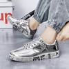 Brand Fashion Mirror Luxury Shoes for Men Women Glitter Leather Shoes Casual Men Golden Designer Shoes Men Sneakers Big Size 46