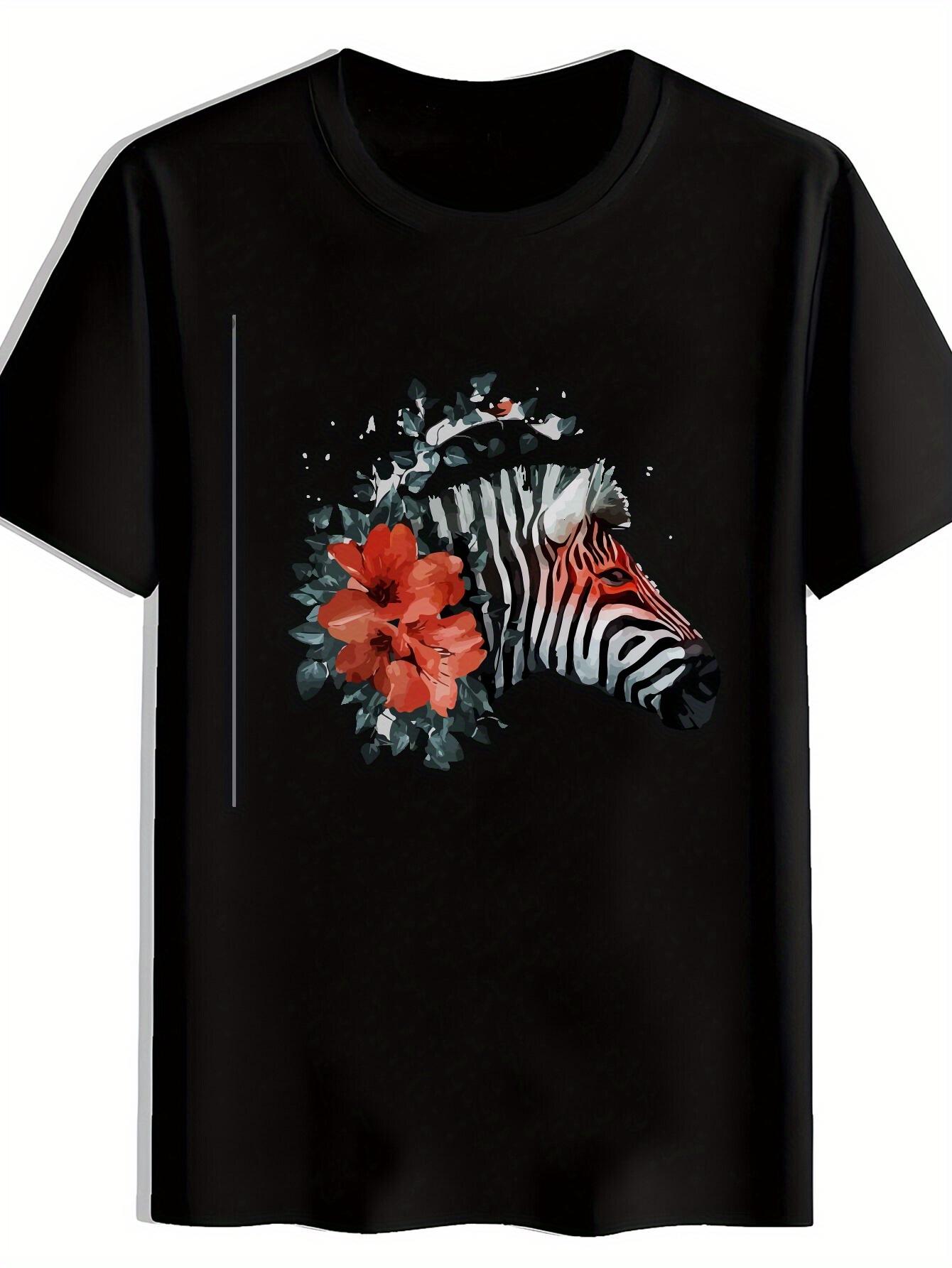 T-shirt Zebra Print - Black with White Stripes S