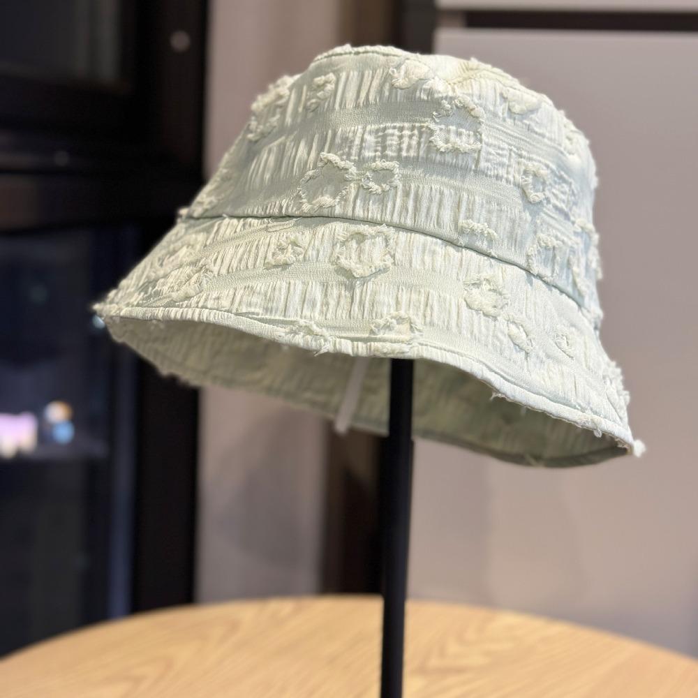 Fashion Solid Color Bucket Hat Polyester Wide Brim Beach Hat UV Protection Breathable Fisherman Hat Outdoor светло-синий