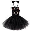 Kids Animal Costume Cats Ears Headband Tutus Dress Set Cats Costumes Accessories for Halloween Party Decors