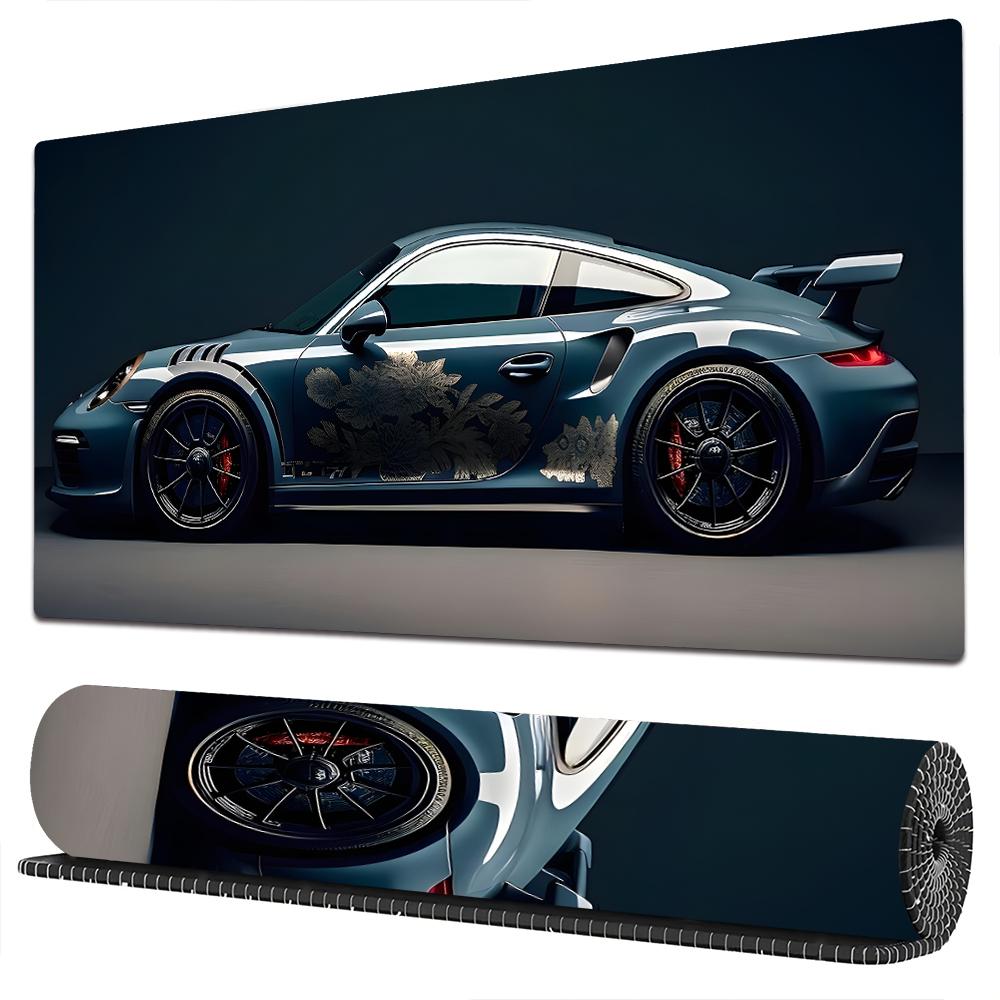 Large Blue Sports Car Design Mouse Pad Desk Mat Gaming Mats Gamer Pc Accessories Keypad Expansion Pads Rubber Antislip Base