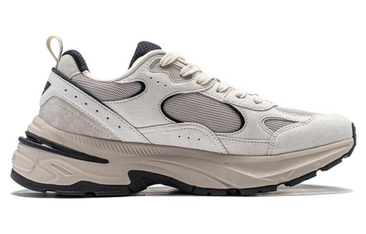 Li Ning Beicheng Cushioning Slip Resistant Abrasion Resistant Support Low Top Chunky Sneakers Men's White Gray AGCT425-1