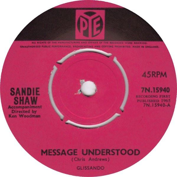 

7inch Record SANDIE SHAW - Message Understood 7N15940 Pye Records UK Pop Used