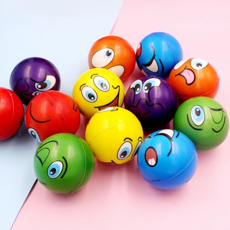 12Pcs Funny Sponge Pressure Expression Soft Ball Squeeze Funny Expression PU Foam Soothing Toy Wrist Action Sport  Toy Ball