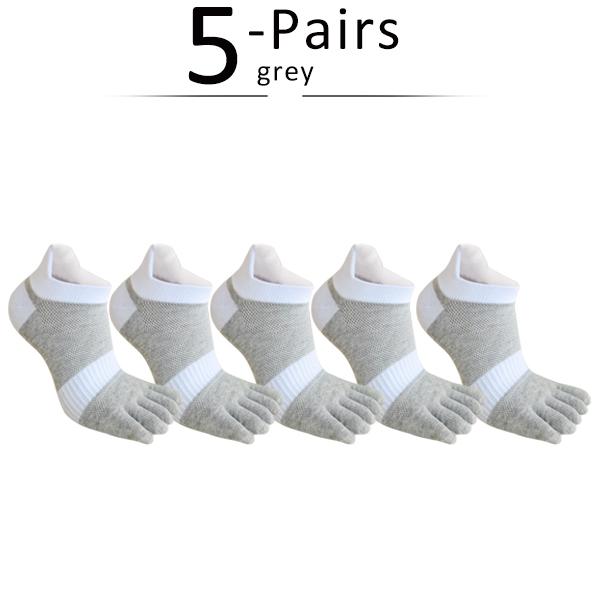 5 Pairs 5 Finger Socks Large Size Cotton Striped Mesh Bright Color Sweat-Absorbing Fitness Marathon Bike Sport Toe Plus Socks