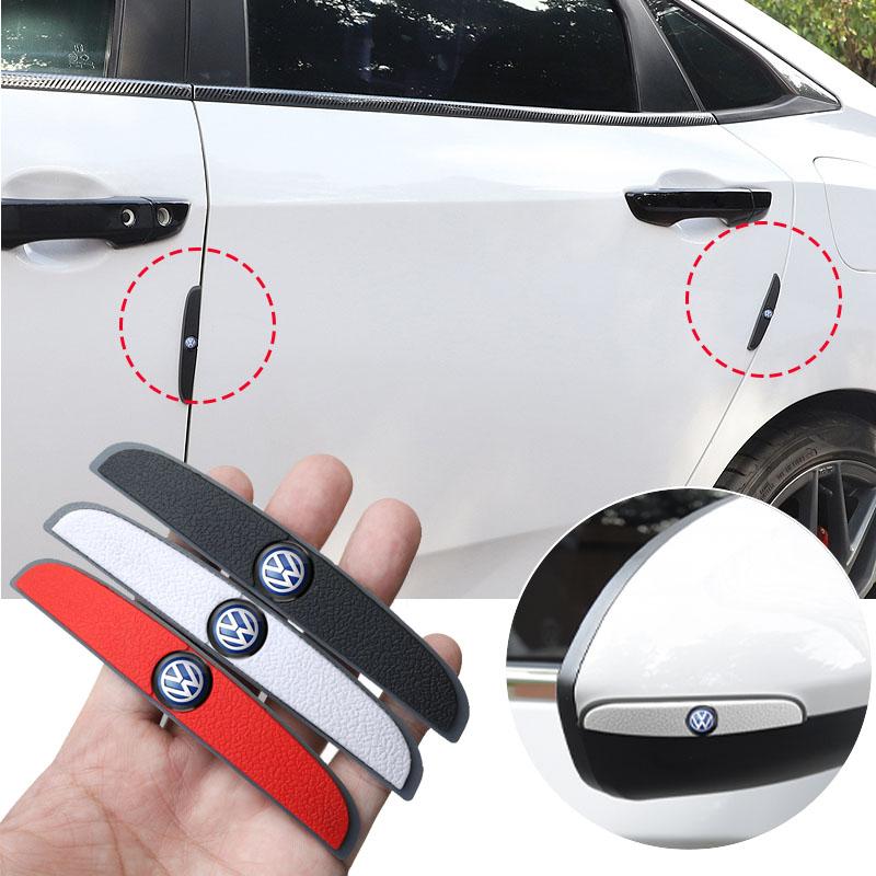 For Volkswagen n1Valve Stems Caps 1Set Car Anti-collision Strip Protector 3D Sticker Decoration Accessories For Volkswagen VW RLine R Golf Amarok