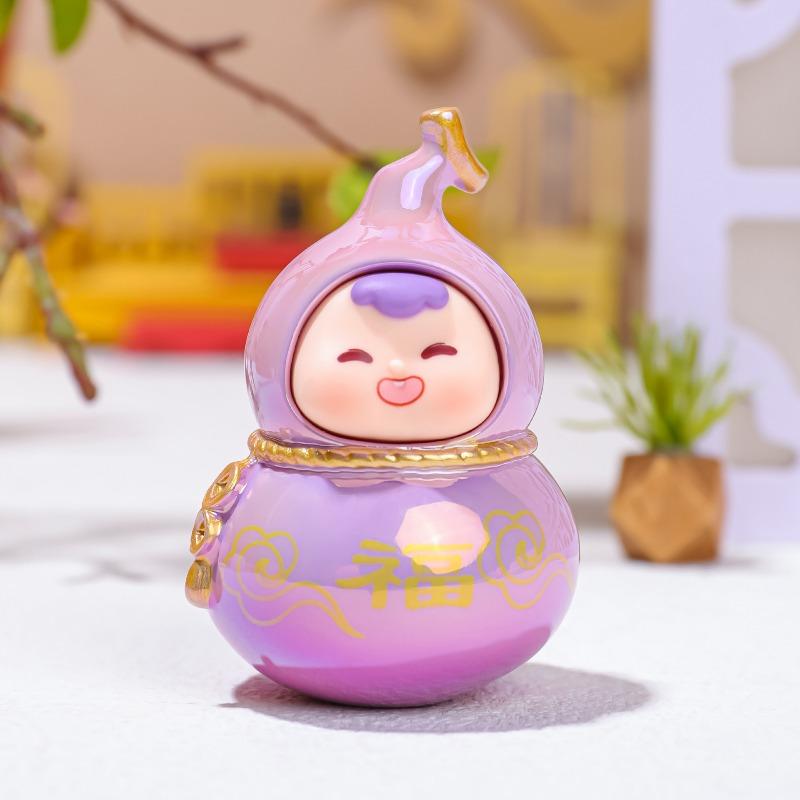 Cute Little Fuxi Gourd Figurines, Office Desk Decoration Gifts, Electroplated Dolls, Temples