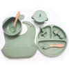 Children's Silicone Cutlery & Dinner Set: Bib, Spoon, Fork, Smiley Plate, and Bowl