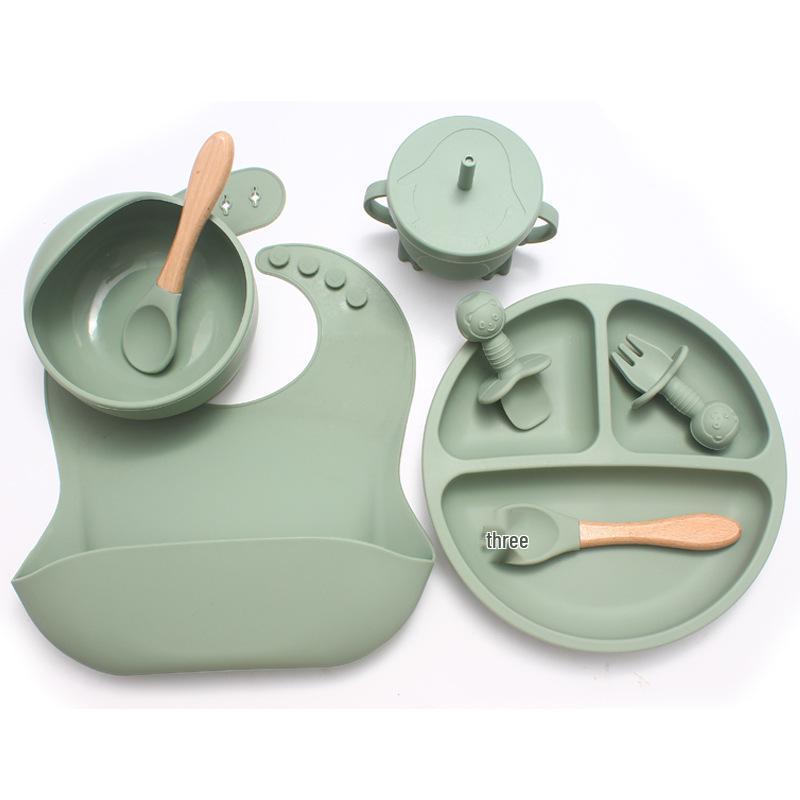 Children's Silicone Cutlery & Dinner Set: Bib, Spoon, Fork, Smiley Plate, and Bowl