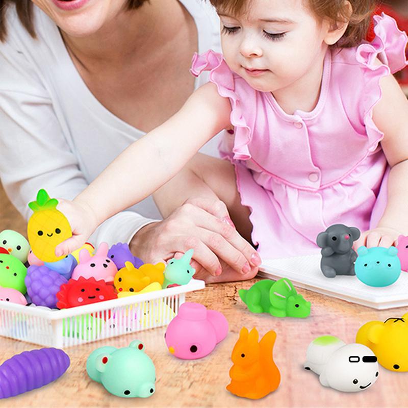 50 st Mini Mochi Squishies Kawaii Tecknad Squishy Leksaker för Barn Stressboll Kläm Partyfavoriter Stresslindrande Leksaker för Födelsedag