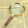 Magnifying Glass Wooden Handle 10x Magnification Zinc Alloy Frame Portable 155x70x15mm Handheld Reading Magnifier