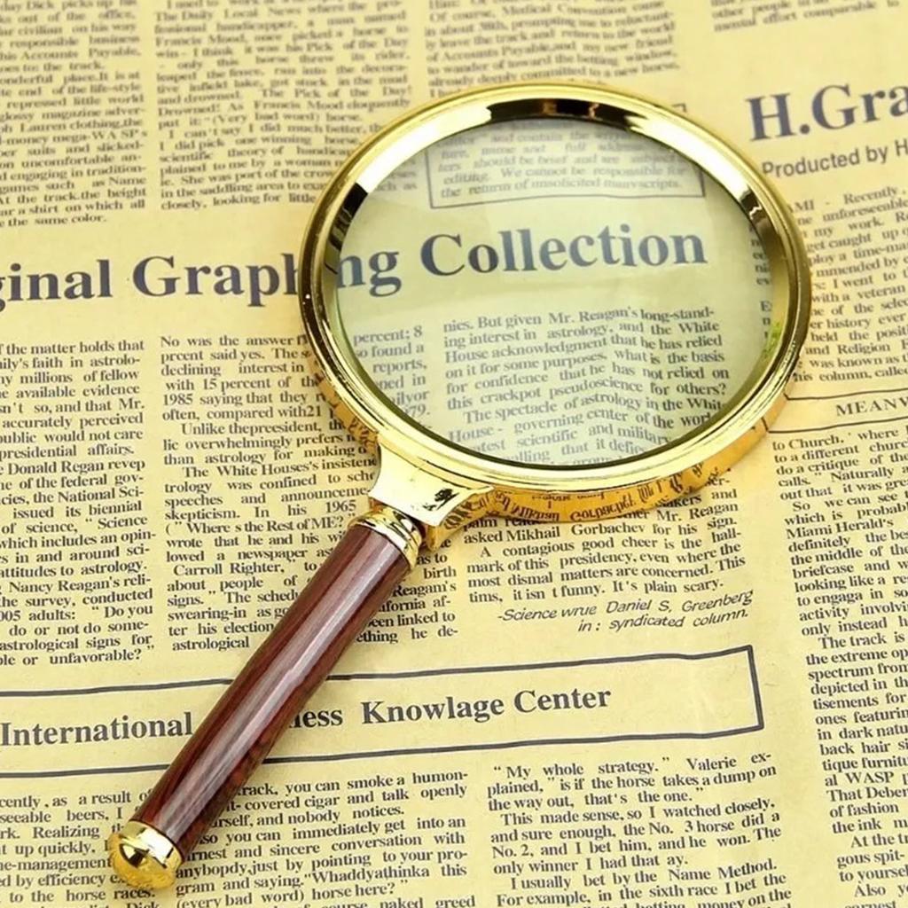 Magnifying Glass Wooden Handle 10x Magnification Zinc Alloy Frame Portable 155x70x15mm Handheld Reading Magnifier