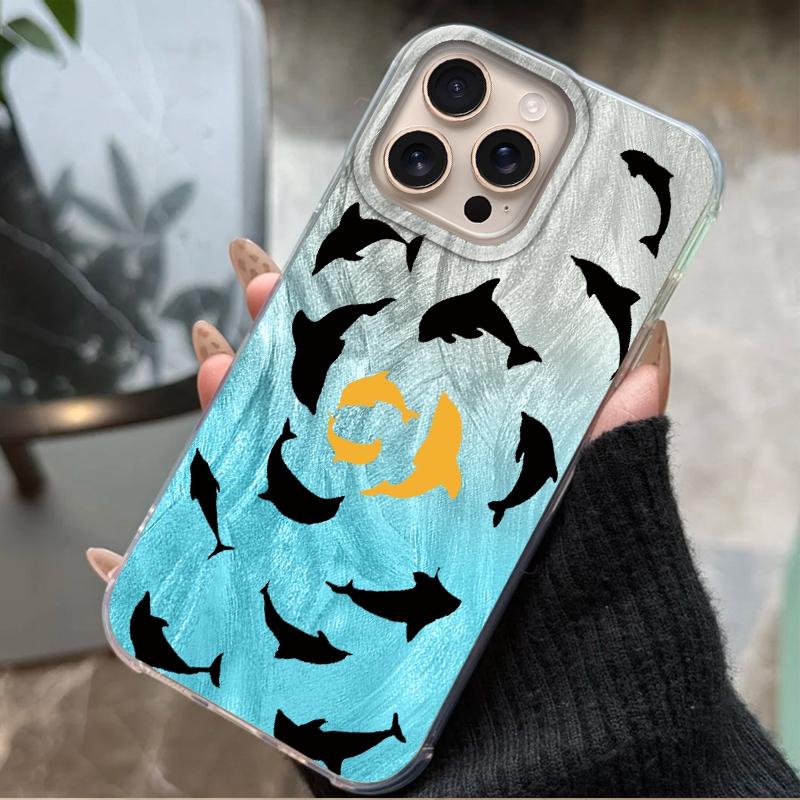 Cute Cartoon Cat Dolphin Girls Women Case For Apple iphone 16pro 15 16 15plus 14 13 Pro Max 16e 12 11 7 8 Plus XR SE Funda Cover