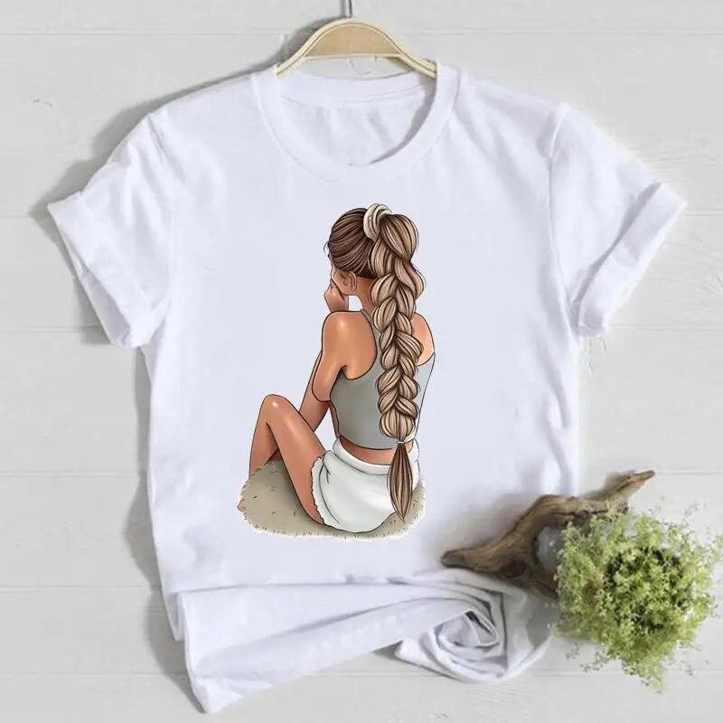 Coffee Happy Time Cute Summer Short Sleeve Casual Tee Top Clothes Fashion Shirt Lady Tshirt Female T Women Graphic T-shirts