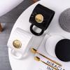 Nordic style ins creative relief wavy ceramic cup with lid household personalized simple coffee cup