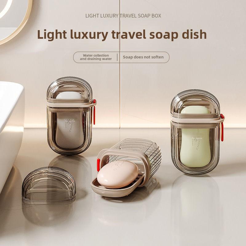

Light Luxury Travel Soap Box Sealed Portable with Lid Drain Soap Box Mini High end Soap Storage Box for Business Travel