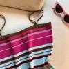 Elastisk regnbueprint ribbestrikket colorblock tanktopp strikket avslappet ermeløs rundhalset topp dameklær crop top