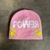Solid Color Letter Pgwer Trendy Pattern Knitted Hat Wind Protection Teens For