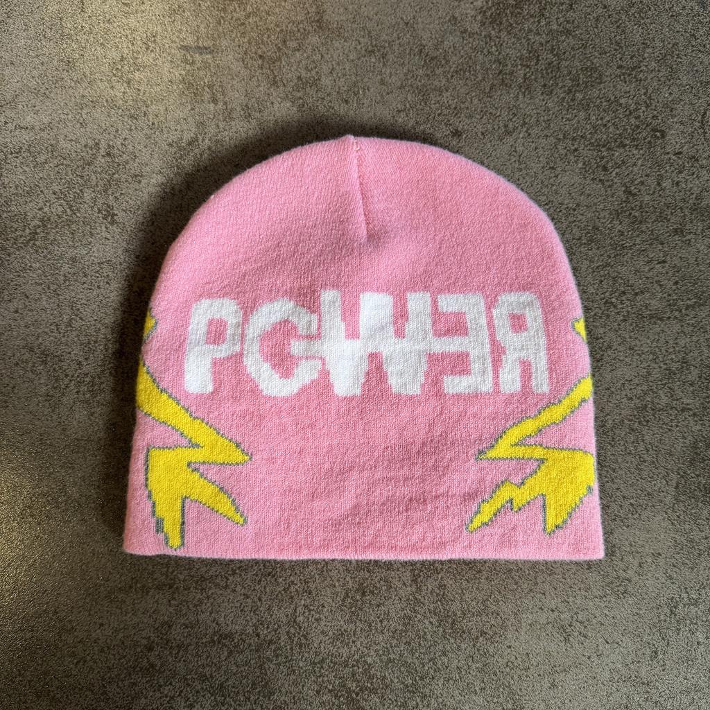 Solid Color Letter Pgwer Trendy Pattern Knitted Hat Wind Protection Teens For