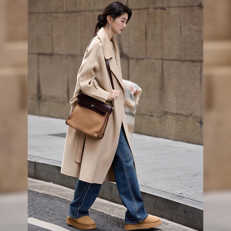 Bailuyu Women's Full Wool Suit Collar Double-Sided Overcoat