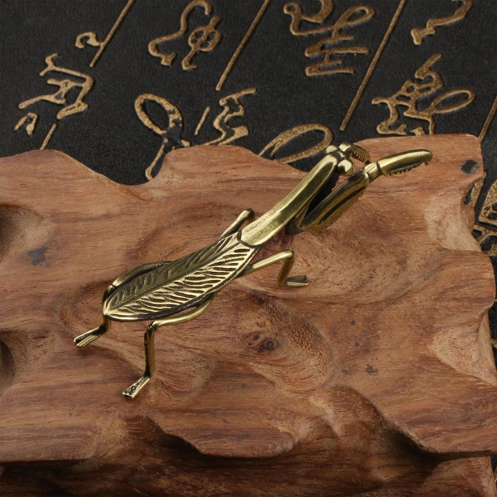 Statua di Mantide in Ottone Rame Piccola Dimensione Decorazione Ornamento Mantide Feng Shui Espositore