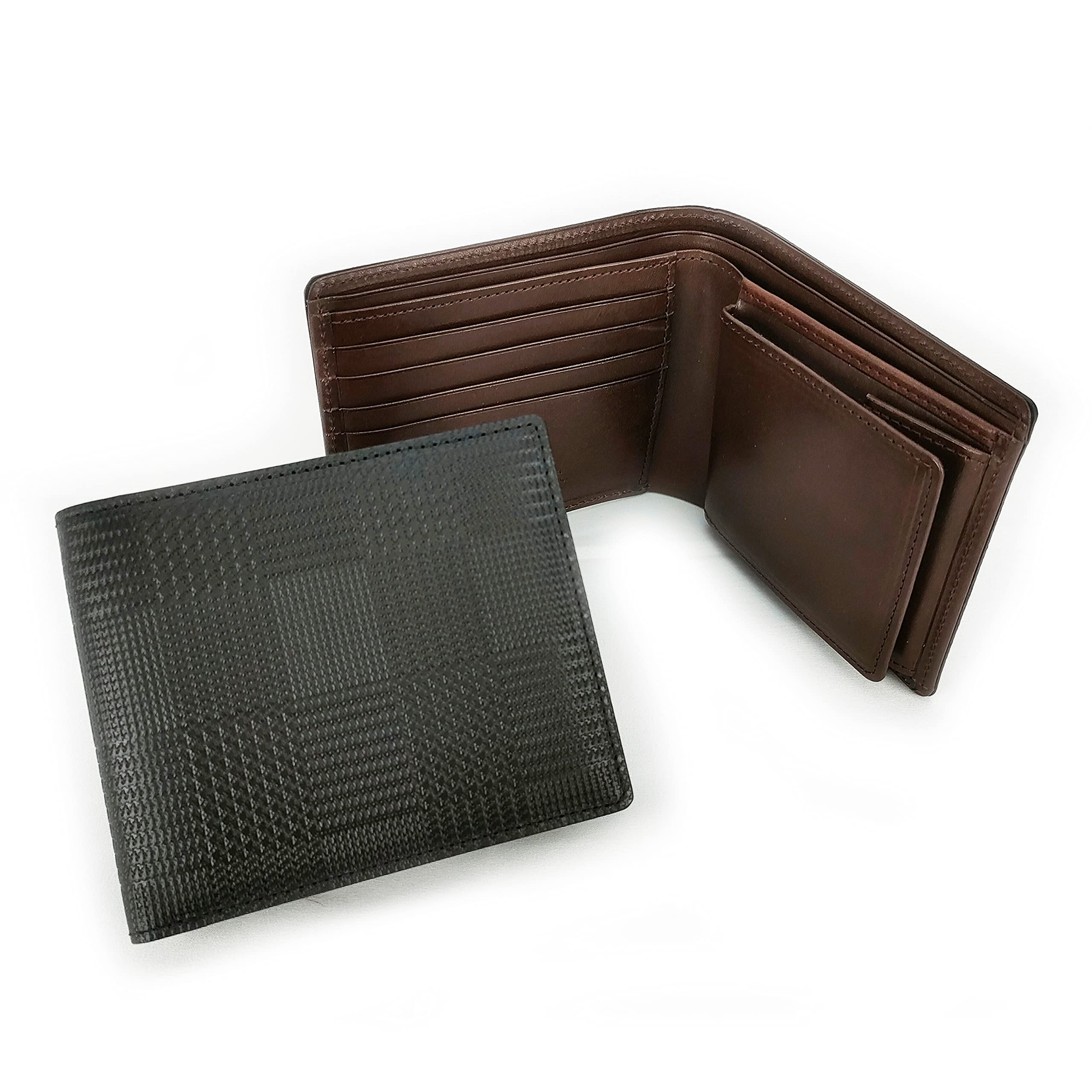 

Bifold Wallet Made in Japan Glen Check [Tochigi Leather] Men s TGS-3467 (brown)
