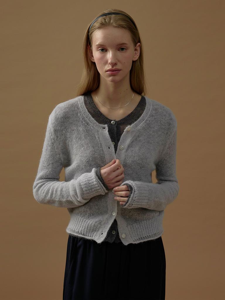 MOAT Mohair Sheer Cardigan (Soft Blue)