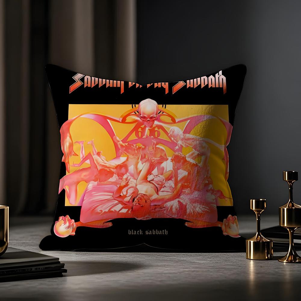 Black Sabbath Cushion Cover Anti-dustmite Pillowcase Invisible Zipper Silky Short Plush Sofa Cushion Cover